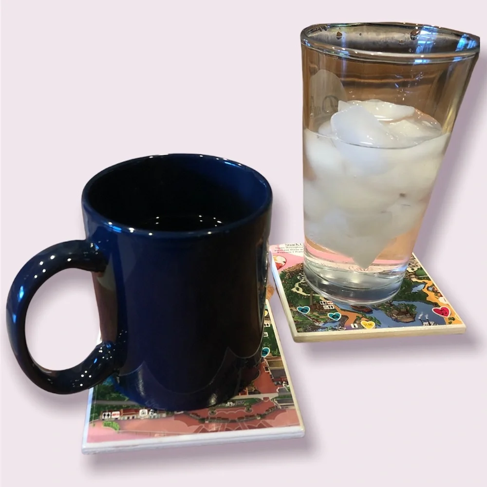 Disneyland Map Coasters (6) Handmade 4x4 Limited Edition Disney Valentine’s Day - Picture 6 of 6